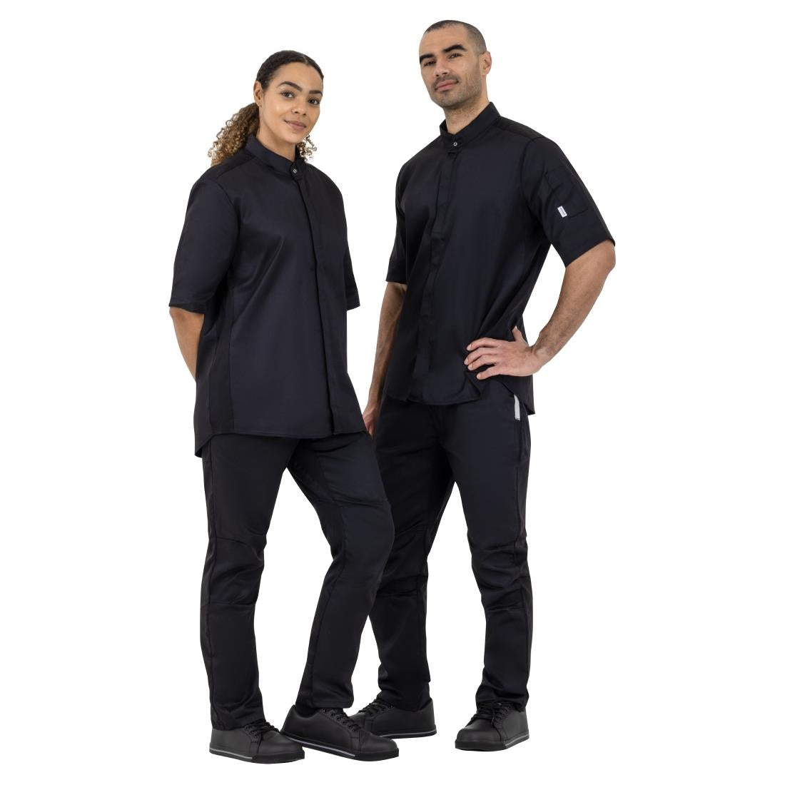 Southside Unisex Chef Jacket Band Collar Black M