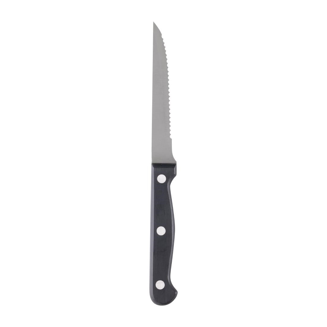 Olympia Taverna Serrated Steak Knives with Black Handles (12 Pack)