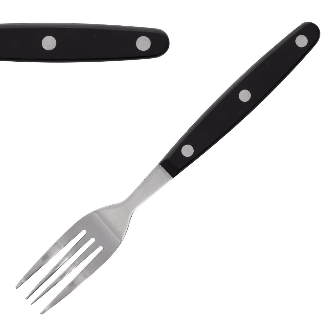Olympia Taverna Steak Forks with Black Handles (12 Pack)