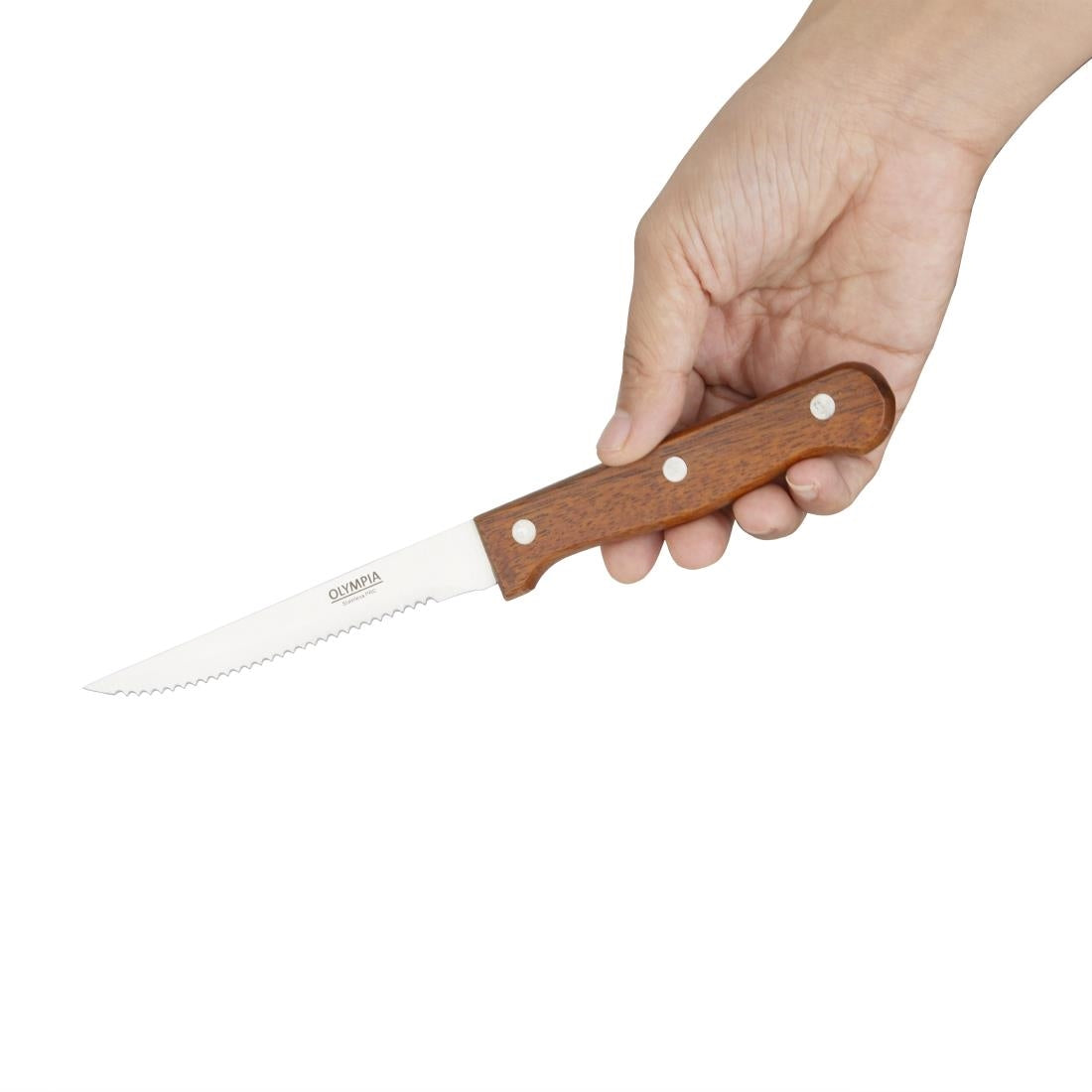 Olympia Steak Knives with Merbau Wood Handles (12 Pack)