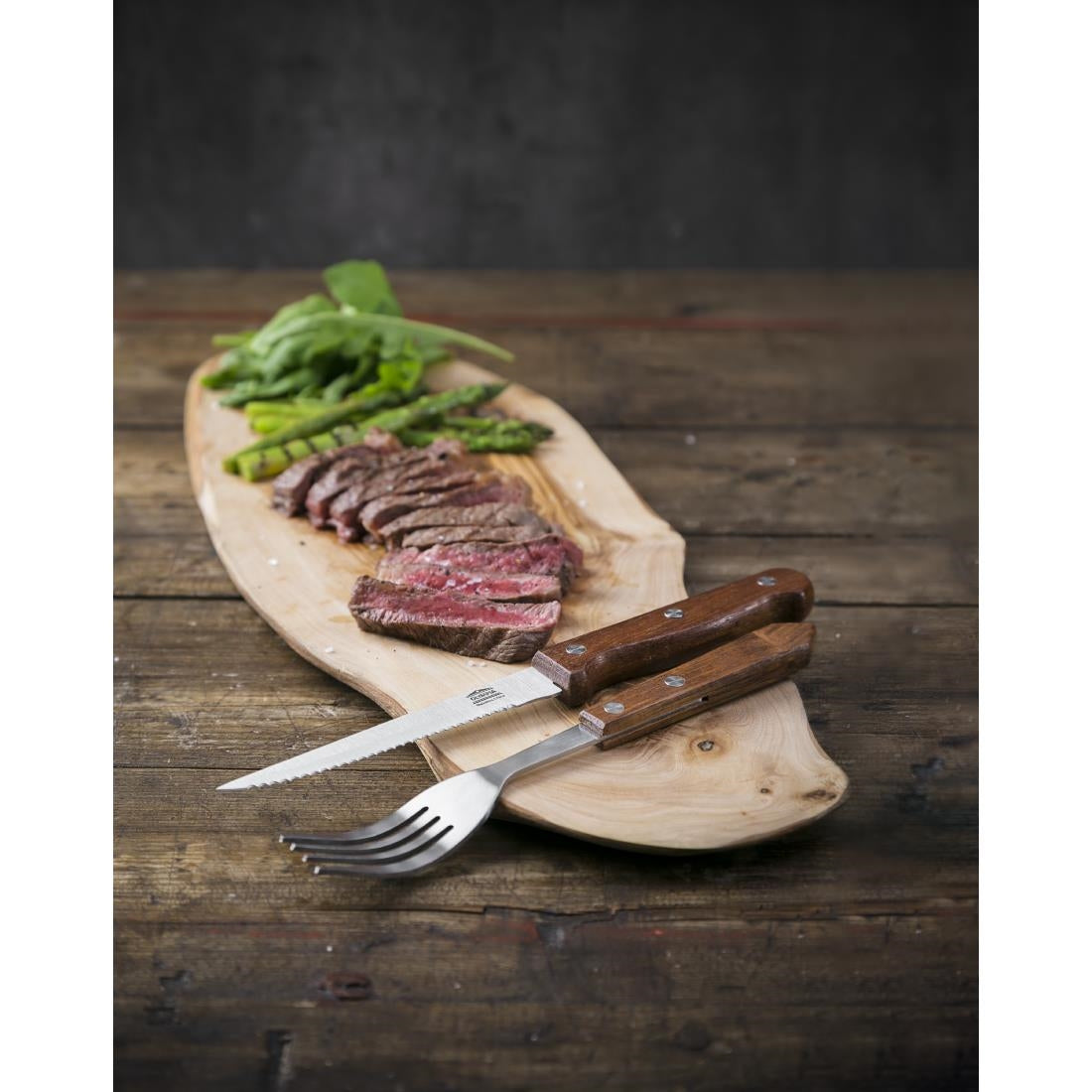 Olympia Steak Knives with Merbau Wood Handles (12 Pack)