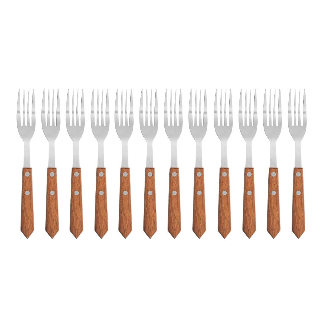 Olympia Steak Forks with Merbau Wood Handles (12 Pack)