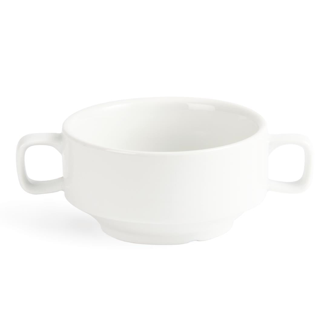 Olympia Whiteware Soup Bowls with Handles 400ml (6 Pack)