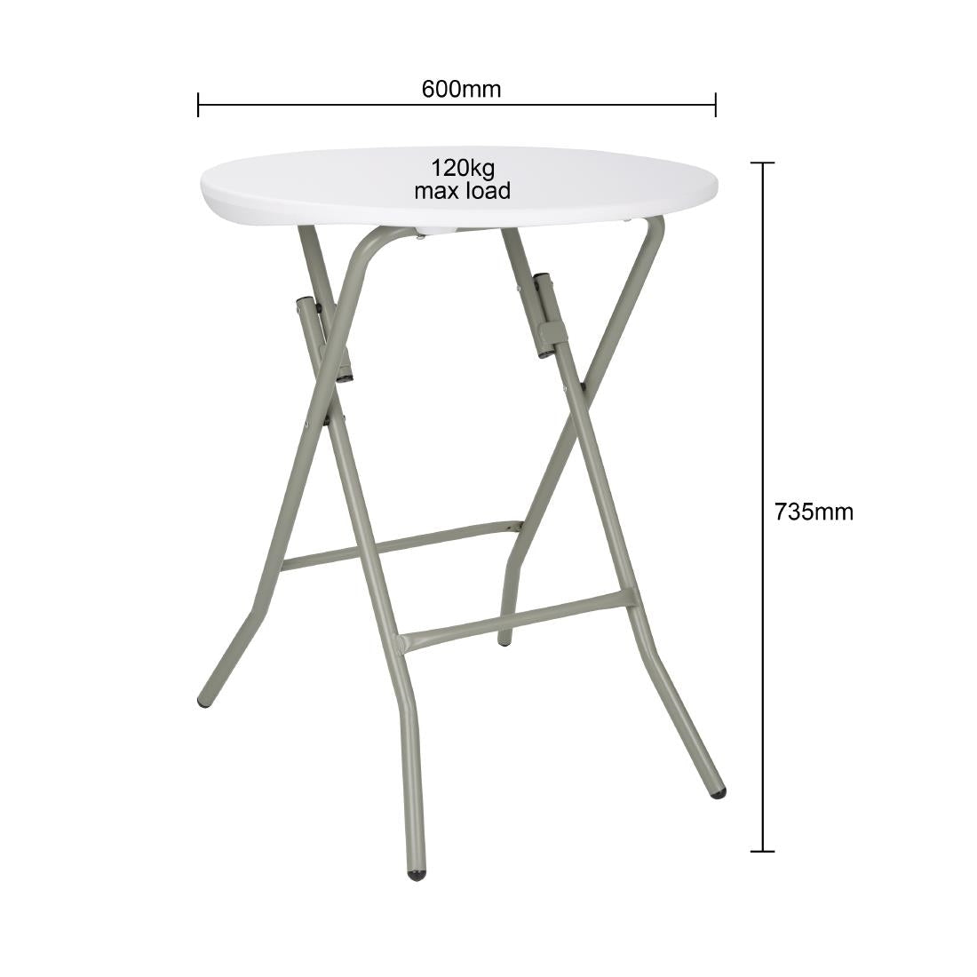 Bolero Round Folding Table Granite White 600mm