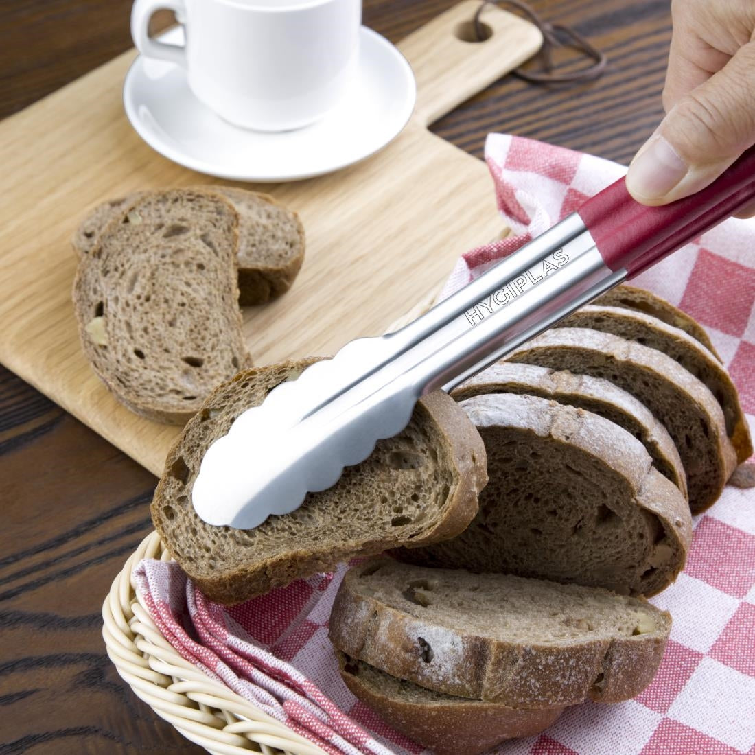 Hygiplas Colour Coded Red Serving Tongs