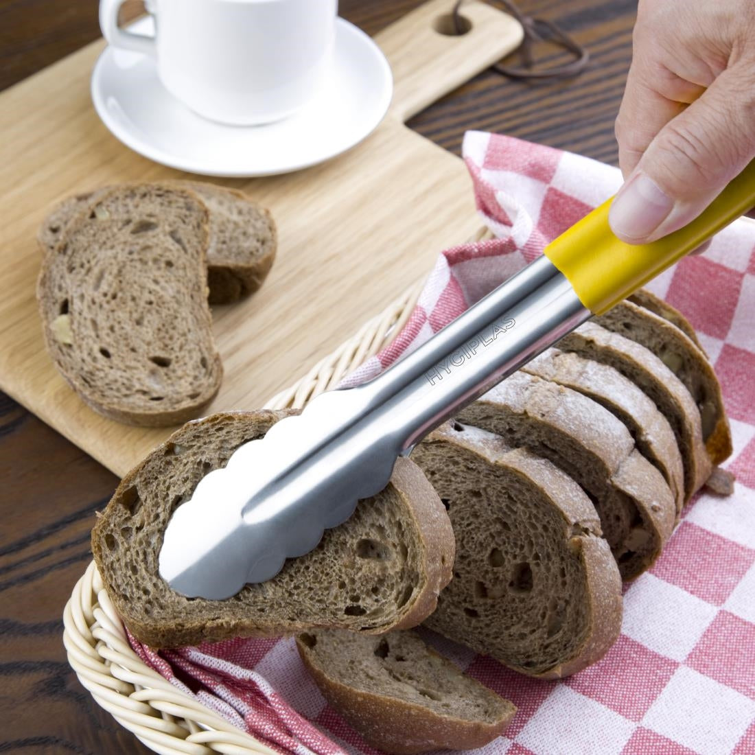 Hygiplas Colour Coded Yellow Serving Tongs
