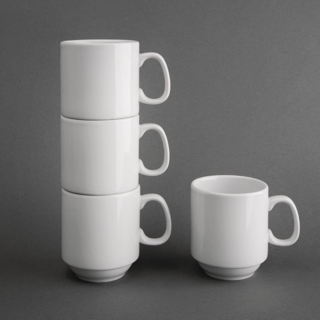 Olympia Whiteware Stacking Mugs 284ml (12 Pack)