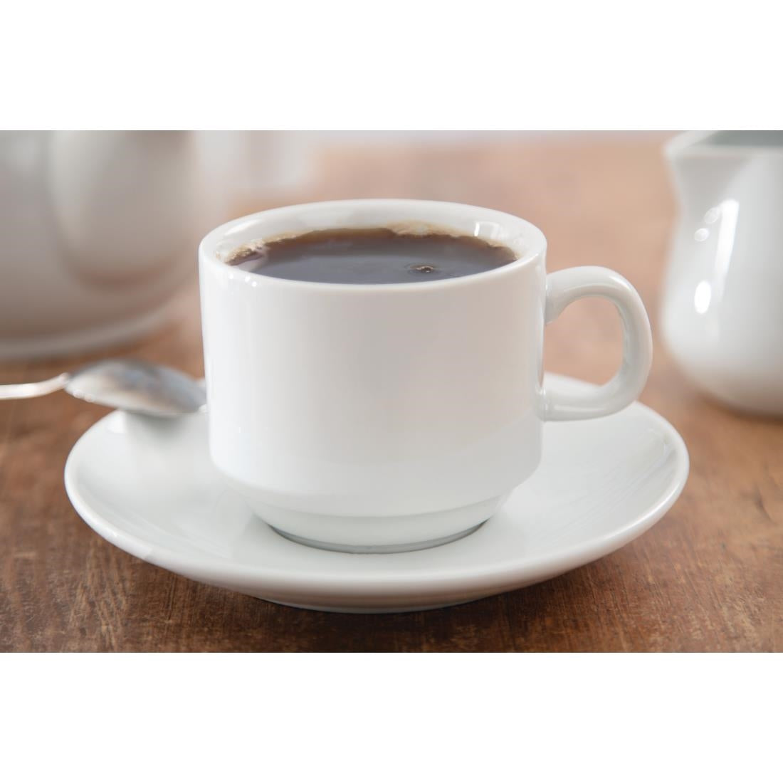 Olympia Whiteware Stacking Tea Cups 200ml (12 Pack)
