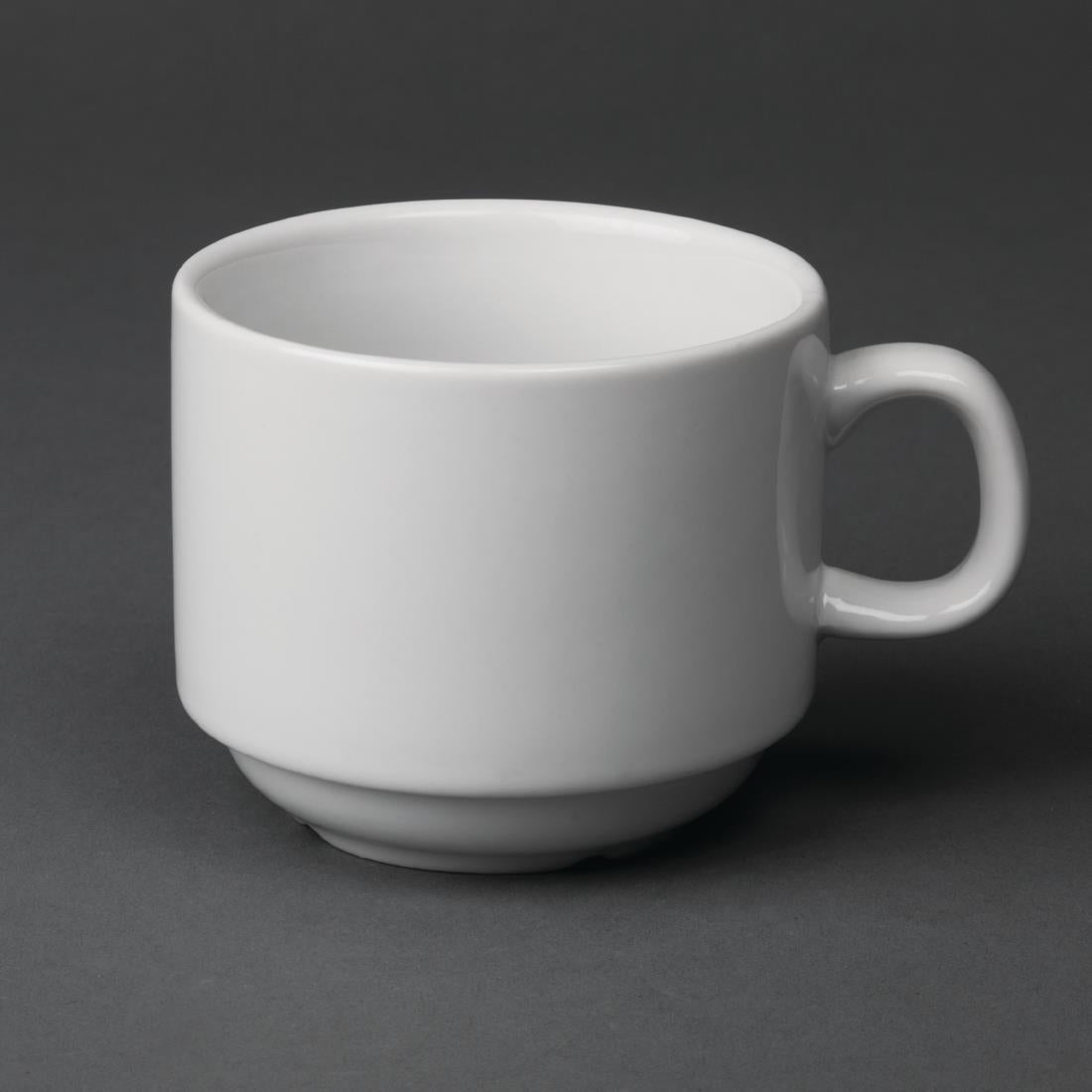 Olympia Whiteware Stacking Tea Cups 200ml (12 Pack)
