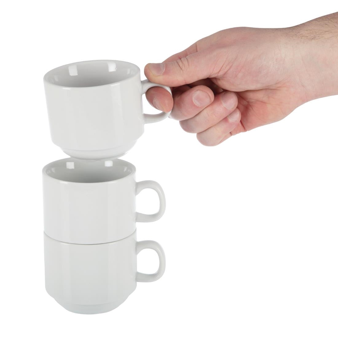 Olympia Whiteware Stacking Tea Cups 200ml (12 Pack)