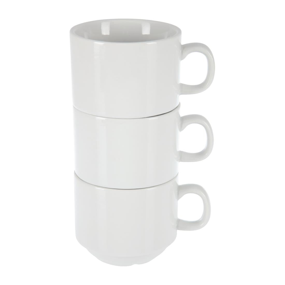 Olympia Whiteware Stacking Tea Cups 200ml (12 Pack)