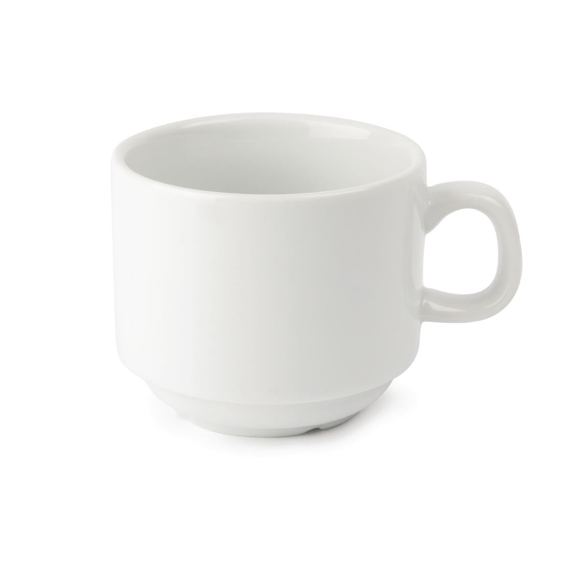Olympia Whiteware Stacking Tea Cups 200ml (12 Pack)
