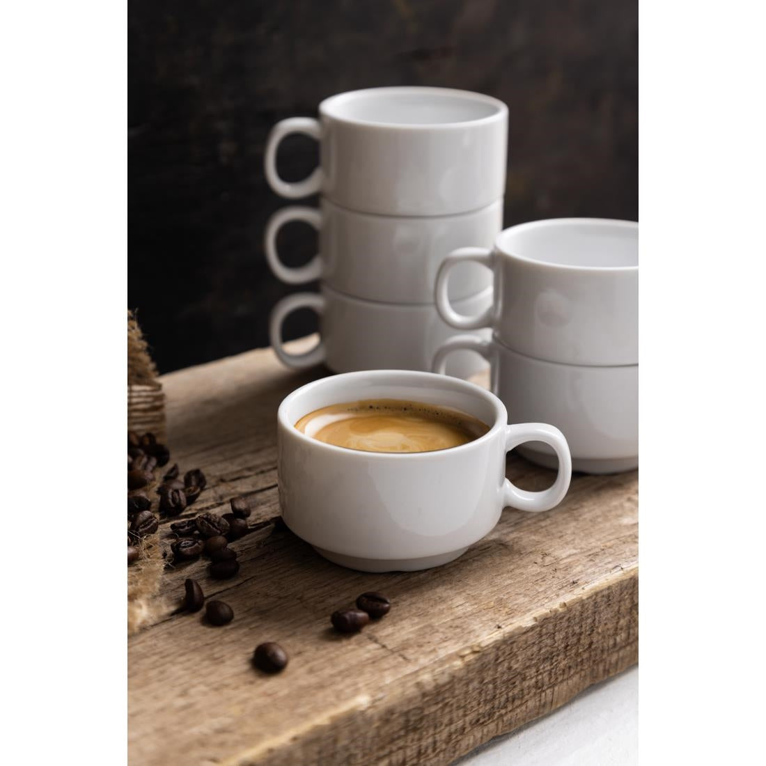 Olympia Whiteware Stacking Espresso Cups 85ml (12 Pack)