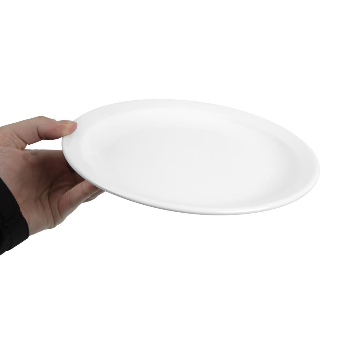 Olympia Whiteware Narrow Rimmed Plates 250mm (12 Pack)