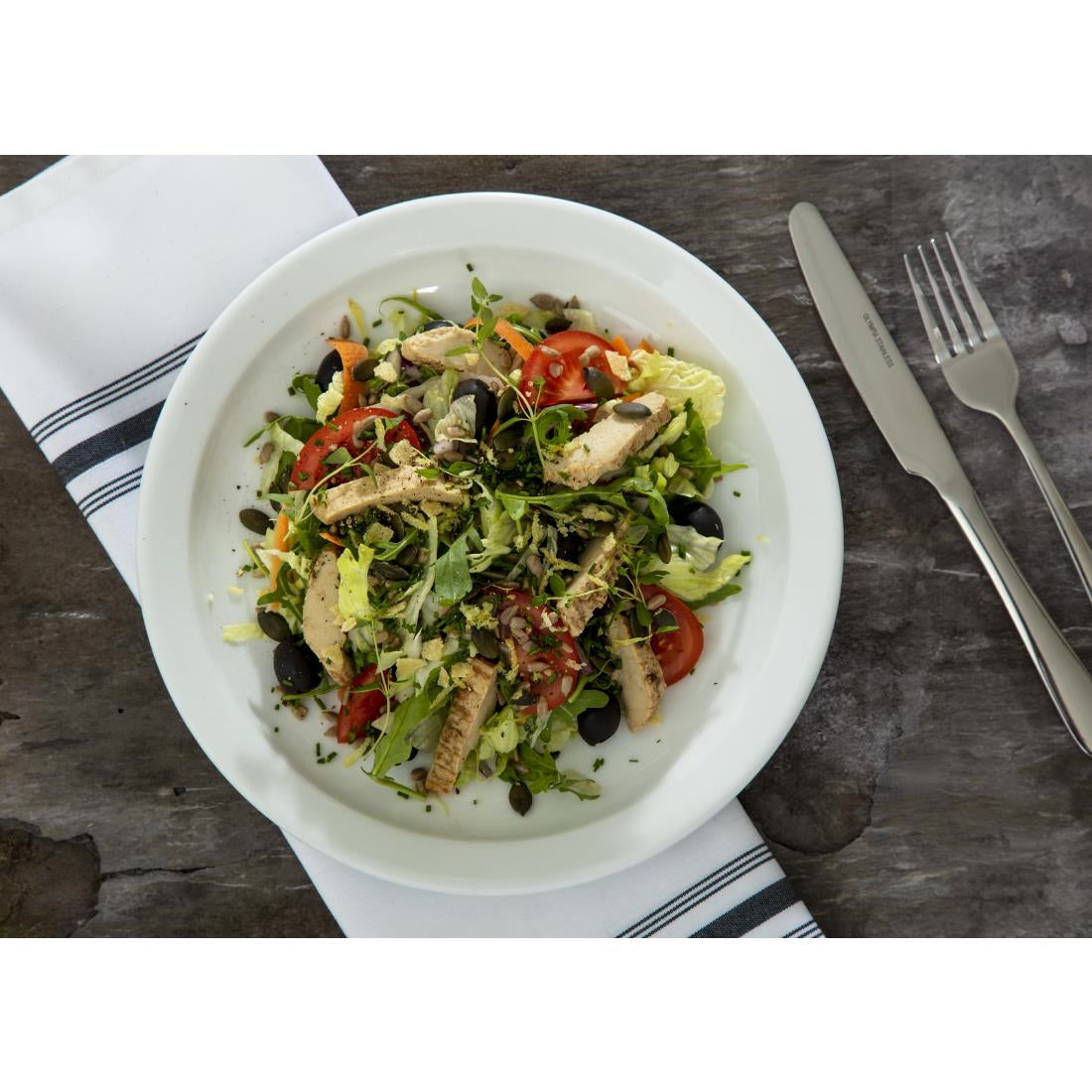 Olympia Whiteware Narrow Rimmed Plates 250mm (12 Pack)