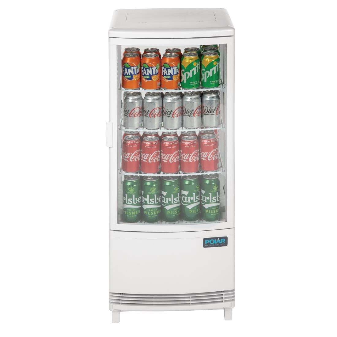 Polar C-Series Energy Efficient Curved Door Display Fridge White 86Ltr