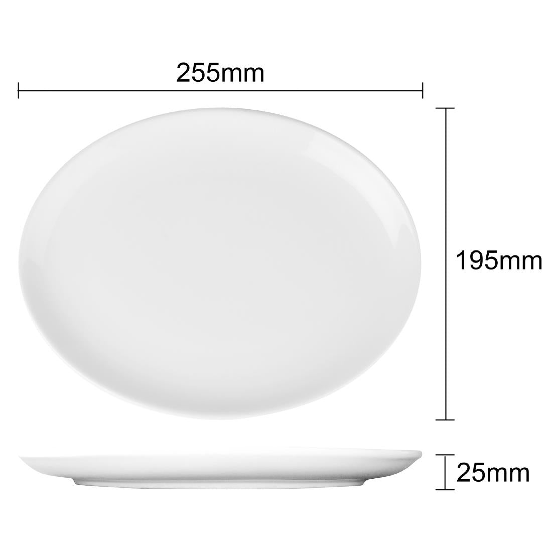 Olympia Athena Hotelware Oval Coupe Plates 254x197mm (12 Pack)