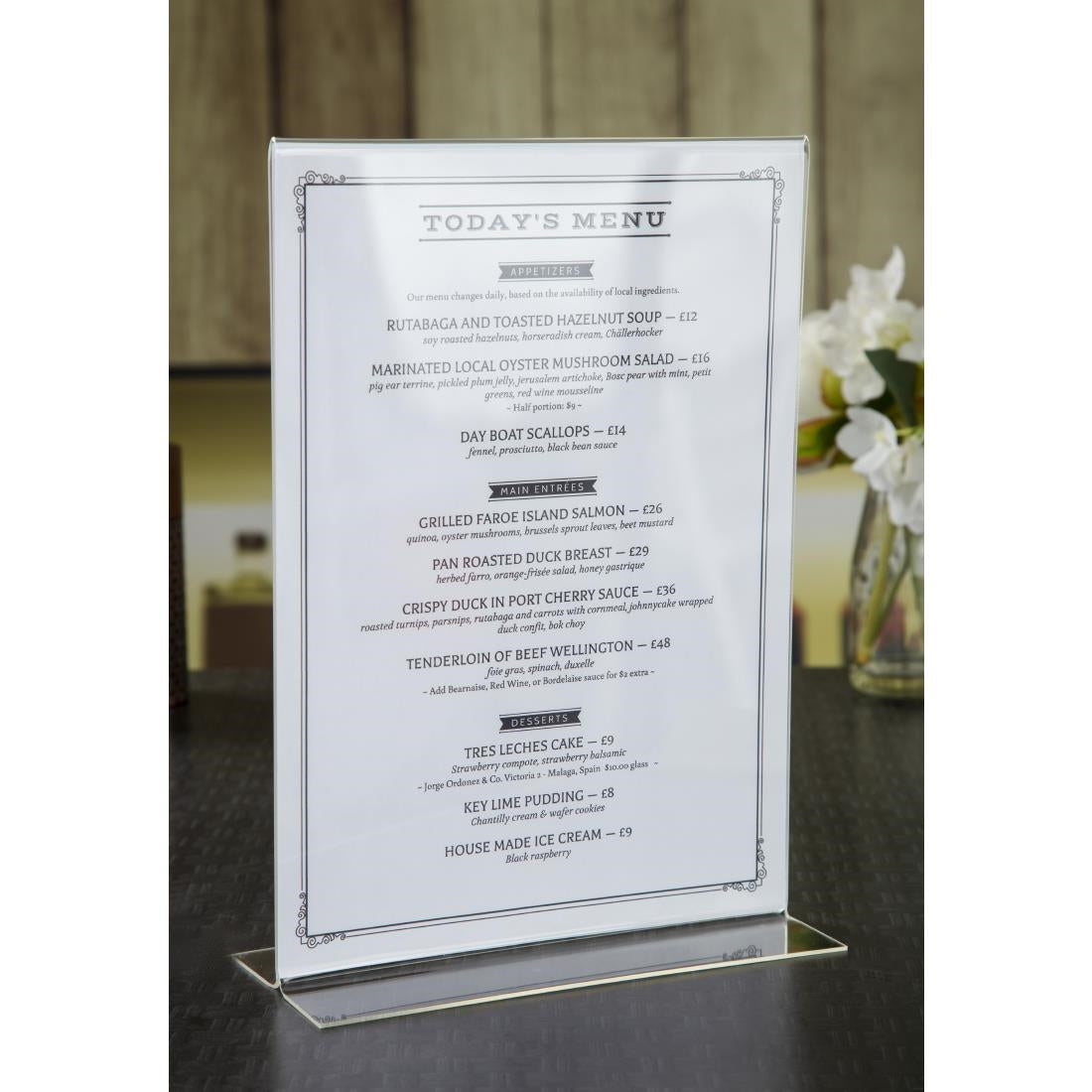 Upright Acrylic Menu Holder A4