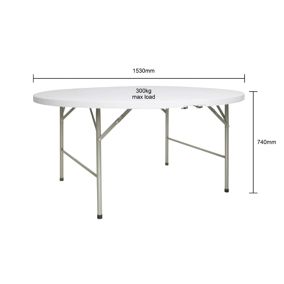 Bolero Round Folding Table White 5ft