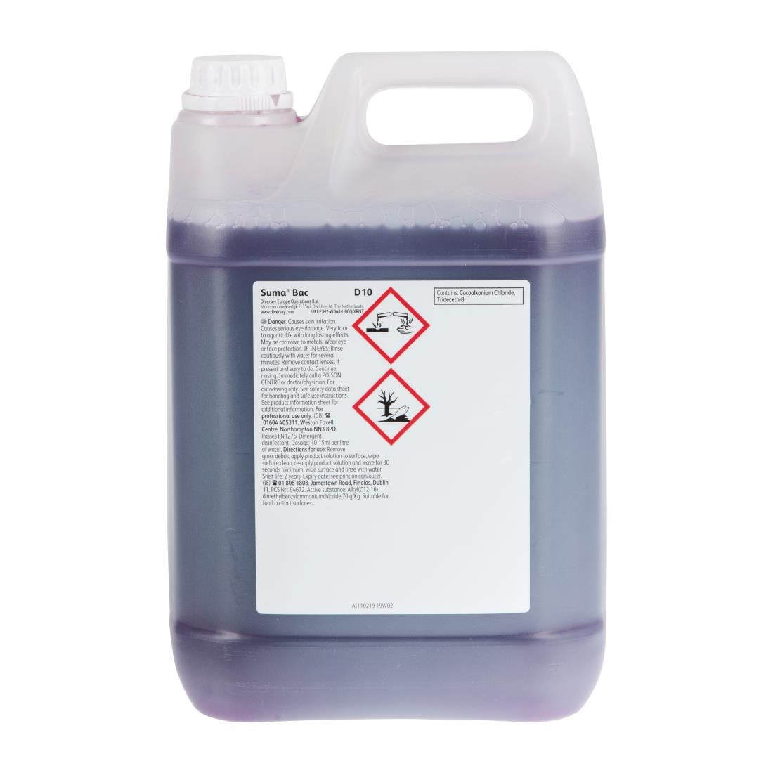 Suma Bac D10 Cleaner and Sanitiser Concentrate 5Ltr (2 Pack)