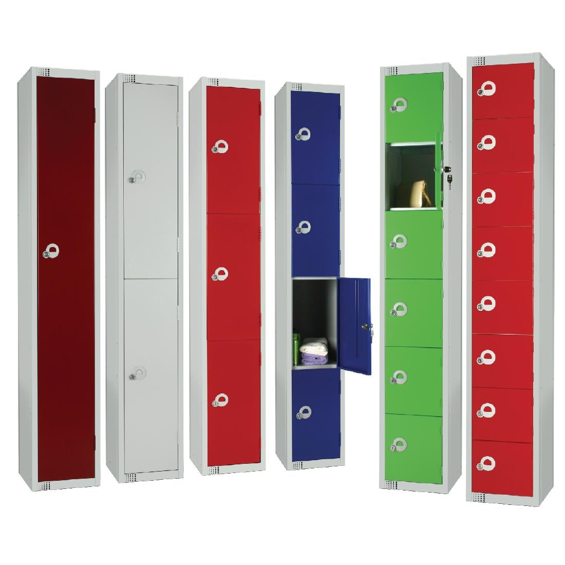Elite Eight Door Coin Return Locker with Sloping Top Red