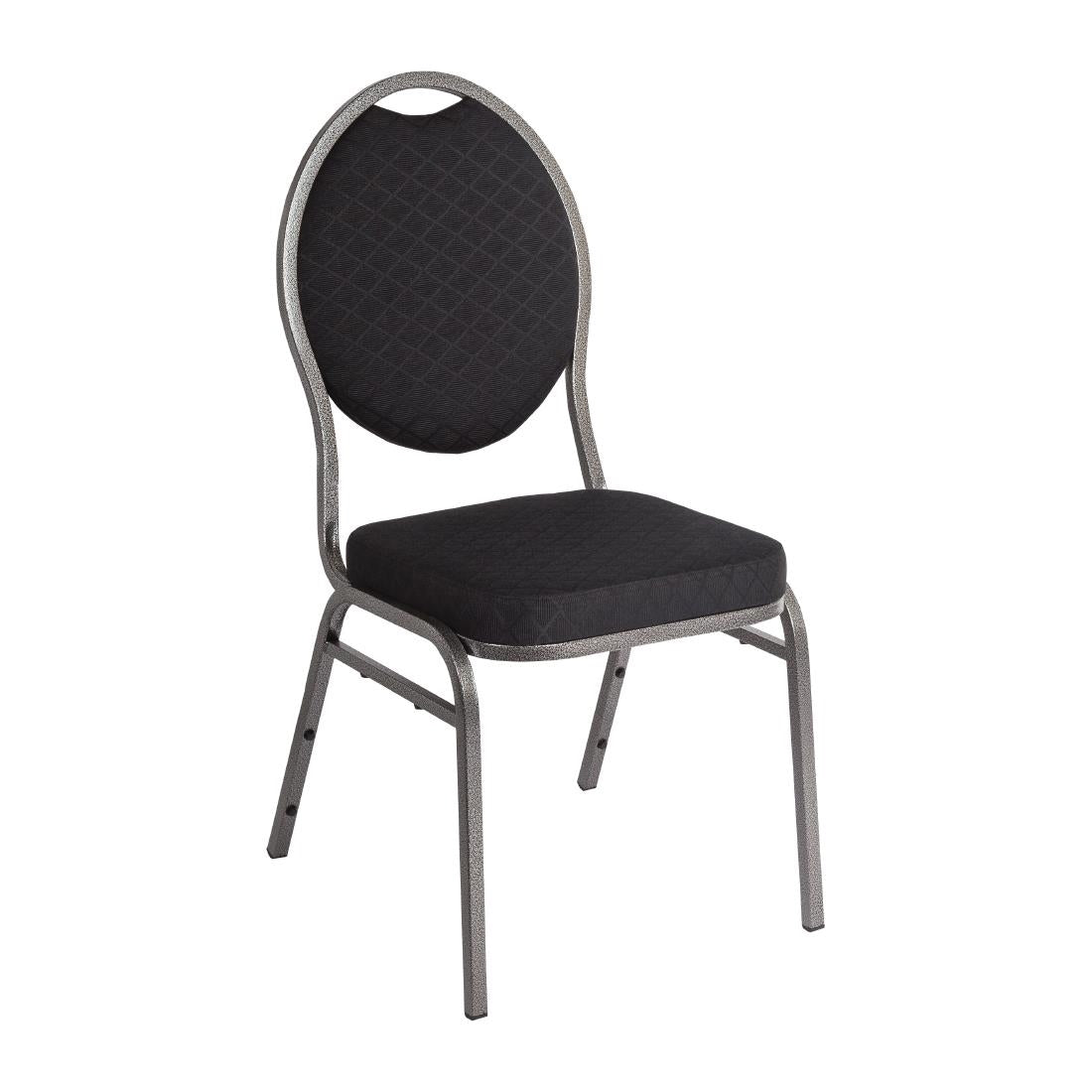 Bolero Oval Back Banquet Chairs Grey & Black (4 Pack)
