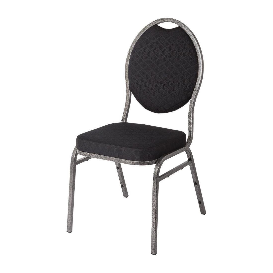 Bolero Oval Back Banquet Chairs Grey & Black (4 Pack)
