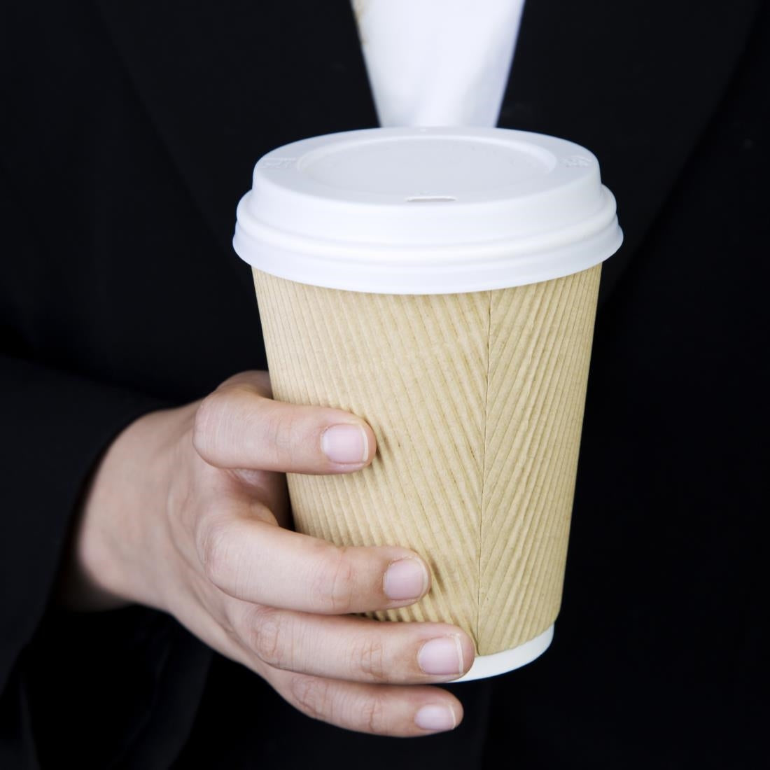 Fiesta Recyclable Coffee Cup Lids White 340ml / 12oz and 455ml / 16oz (50 Pack)
