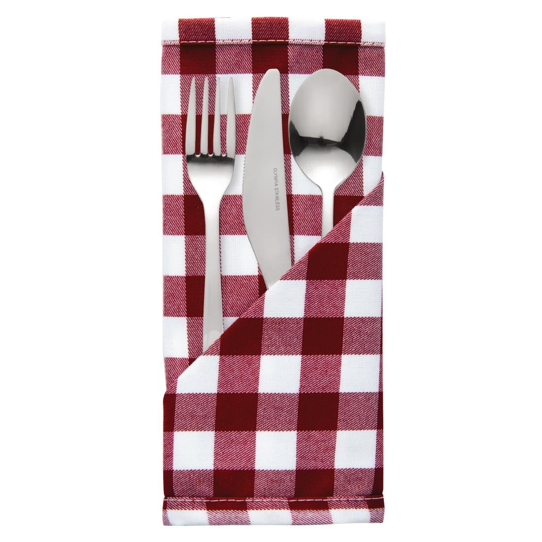 Gingham Polyester Napkins Red Check (10 Pack)