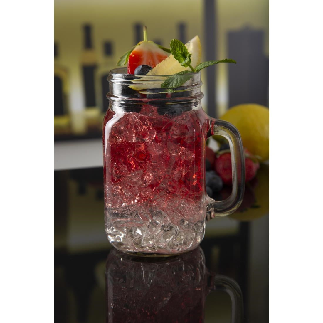 Olympia Handled Jam Jars Glasses 450ml (12 Pack)