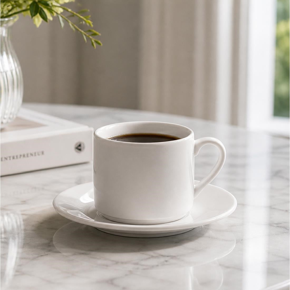 Elia Glacier Fine China Espresso Cups Saucers 115mm (6 Pack)