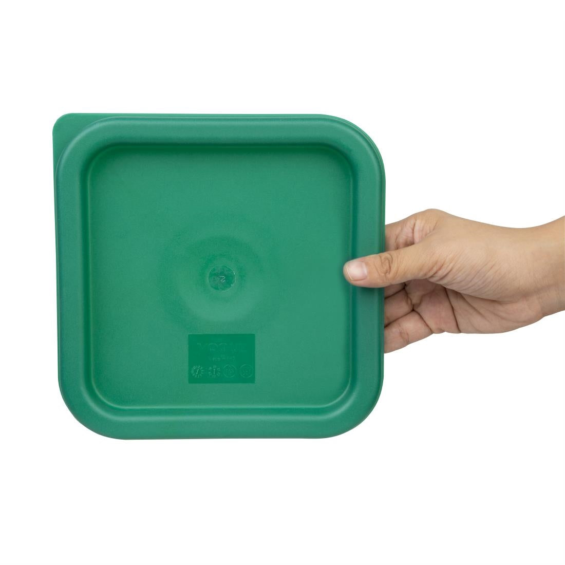 Hygiplas Polycarbonate Square Food Storage Container Lid Green Small