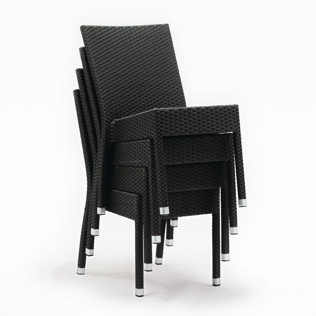 Bolero PE Wicker Side Chairs Charcoal (4 Pack)