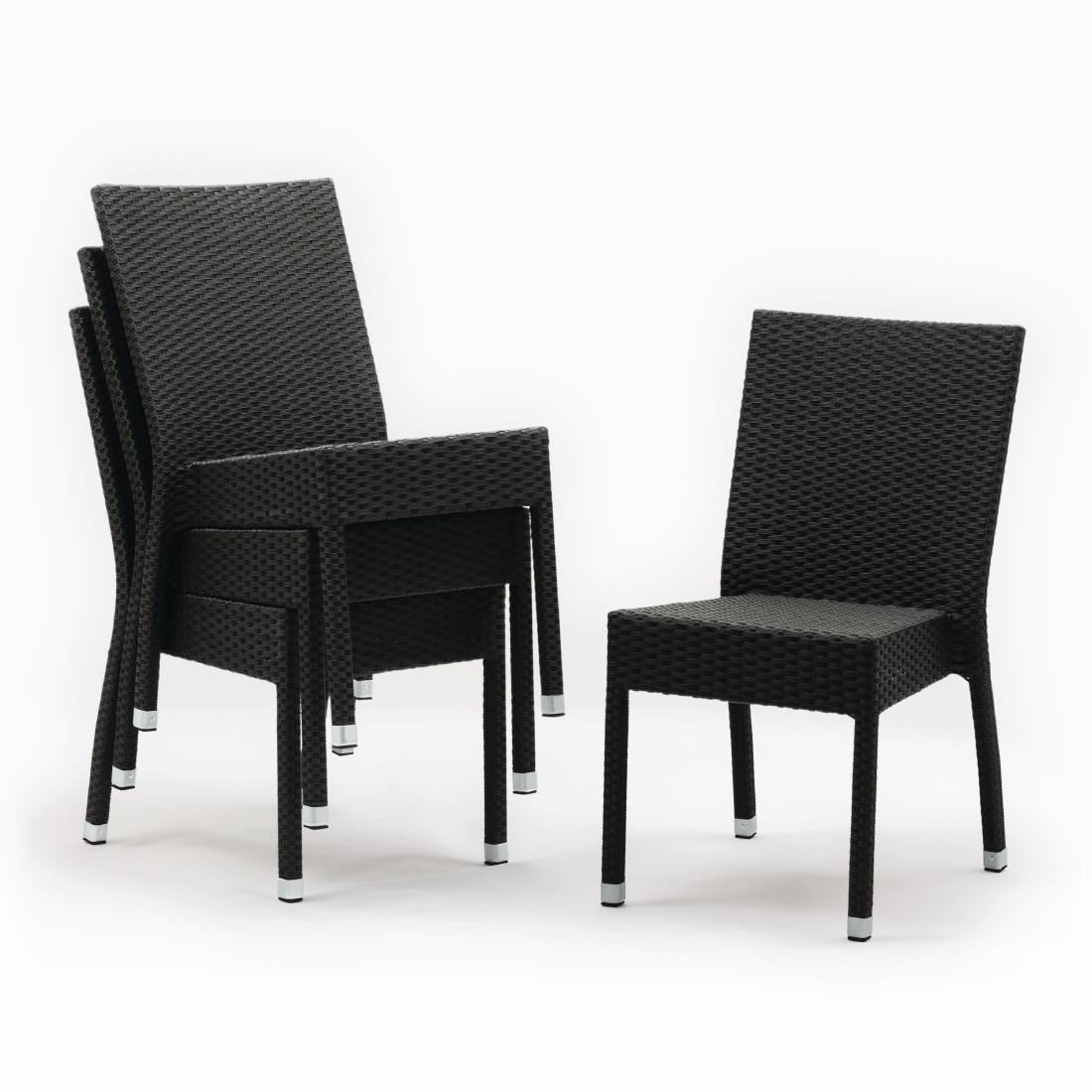 Bolero PE Wicker Side Chairs Charcoal (4 Pack)