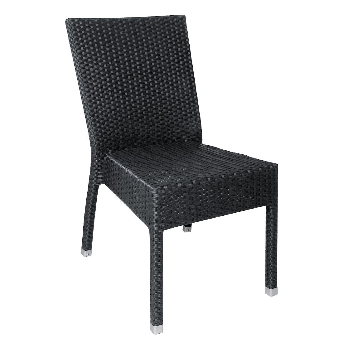 Bolero PE Wicker Side Chairs Charcoal (4 Pack)