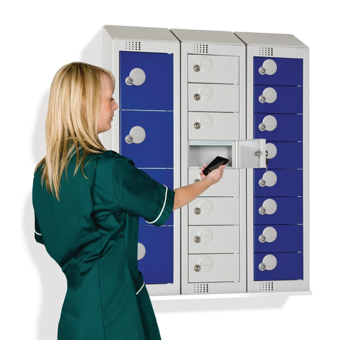 Elite Personal Effects Locker 8 Door Grey Padlock Sloping Top