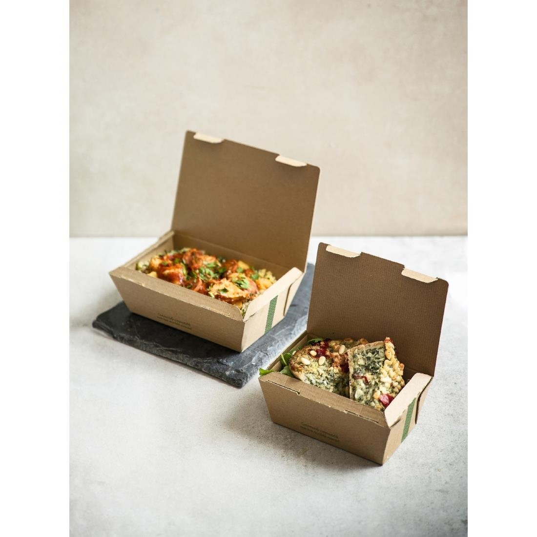 Vegware Compostable Microflute Takeaway Box 8x5" (250 Pack)