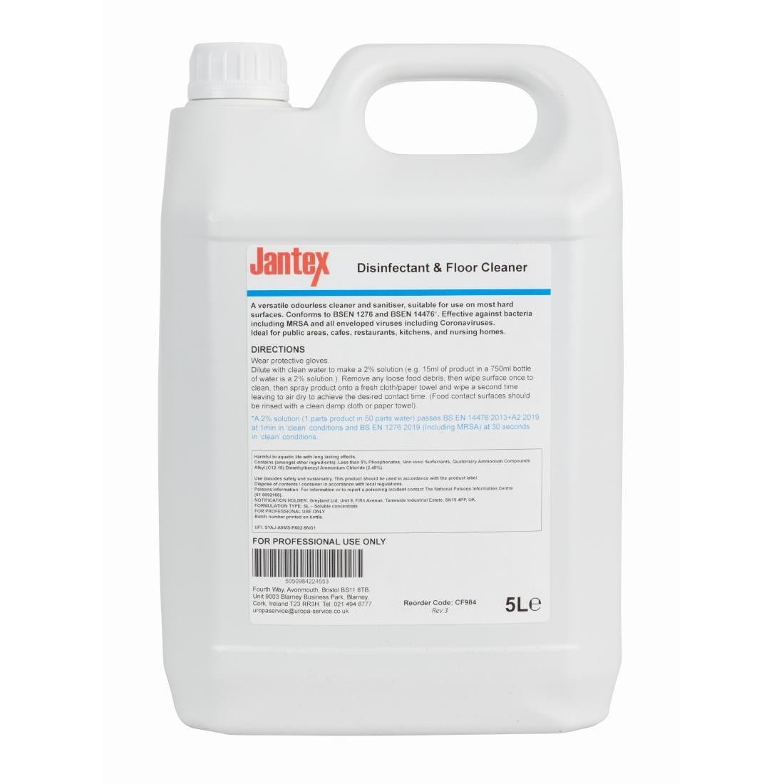 Jantex Cleaner and Disinfectant Concentrate 5Ltr