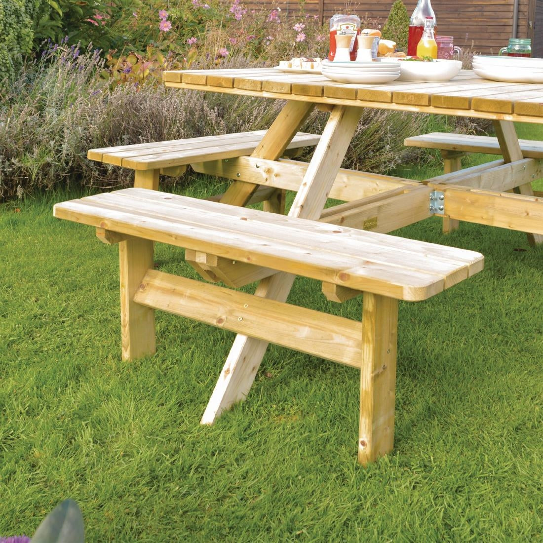 Rowlinson Square Wooden Picnic Table 6.5ft