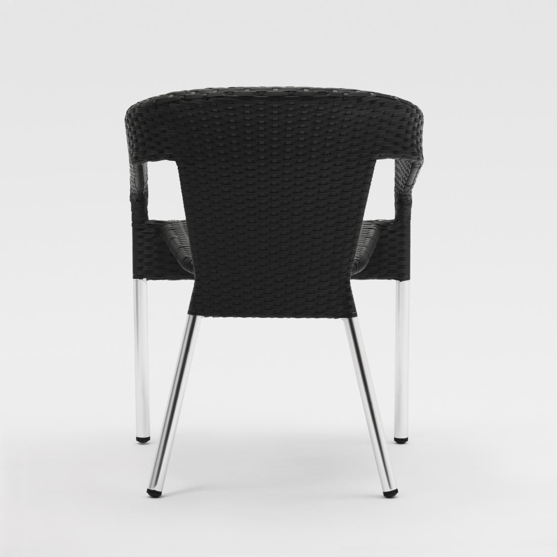 Bolero PE Wicker Wraparound Bistro Chairs Charcoal (4 Pack)
