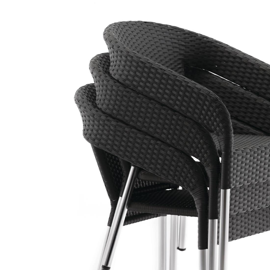 Bolero PE Wicker Wraparound Bistro Chairs Charcoal (4 Pack)