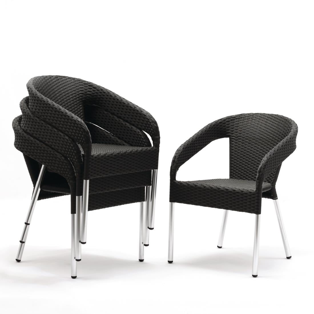 Bolero PE Wicker Wraparound Bistro Chairs Charcoal (4 Pack)