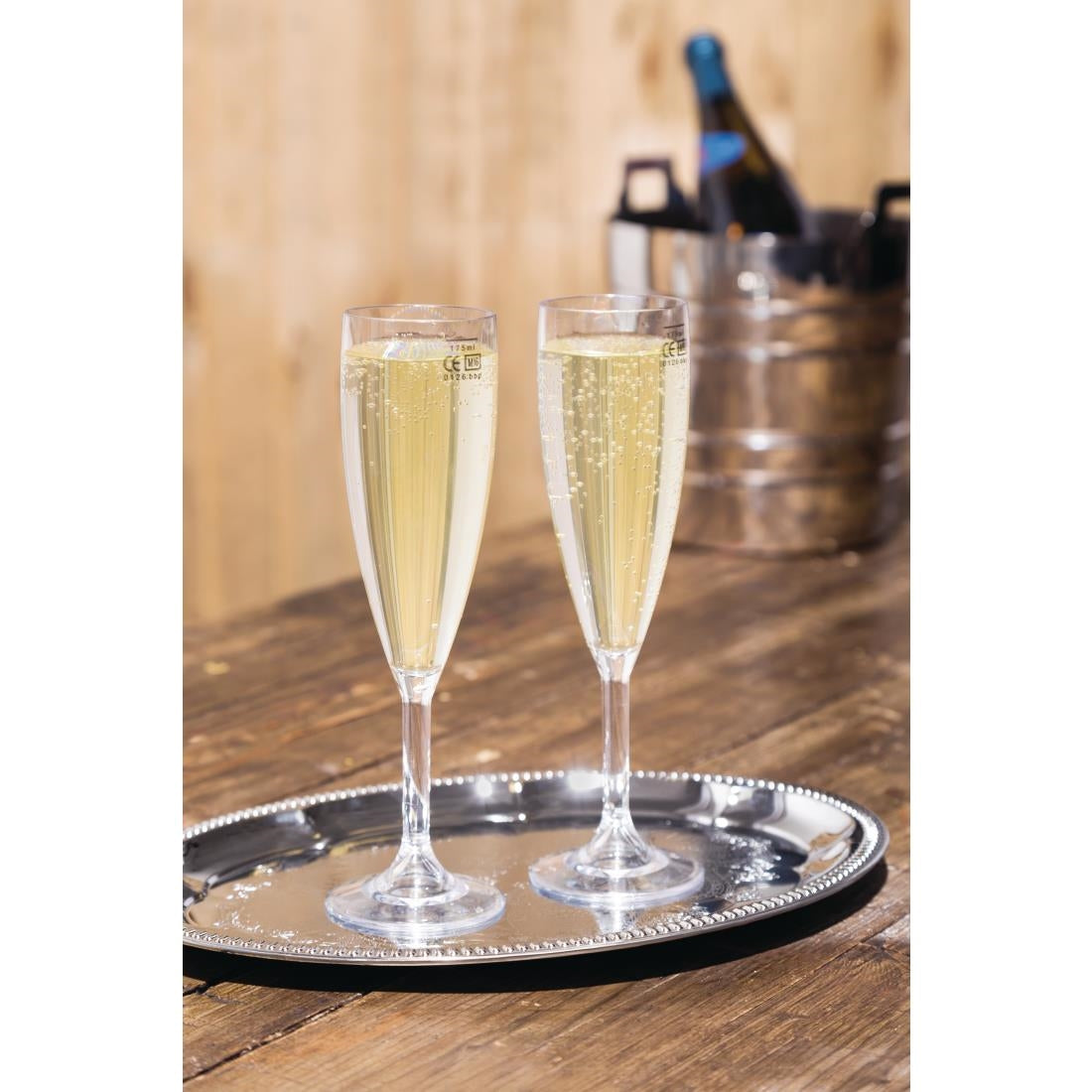 BBP Polycarbonate Champagne Flutes 200ml UKCA Marked at 175ml (12 Pack)