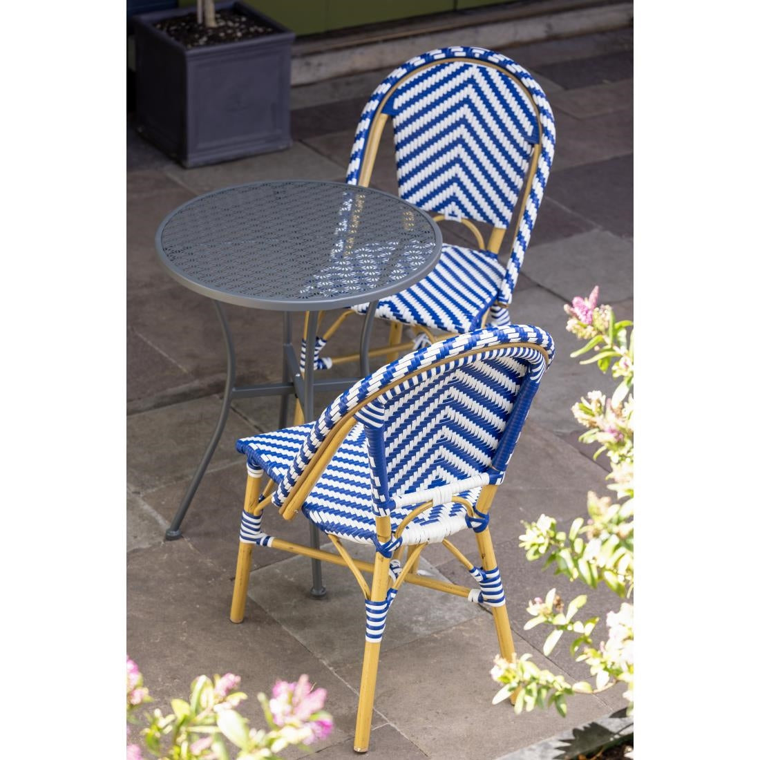 Rattan Side Chair Blue
