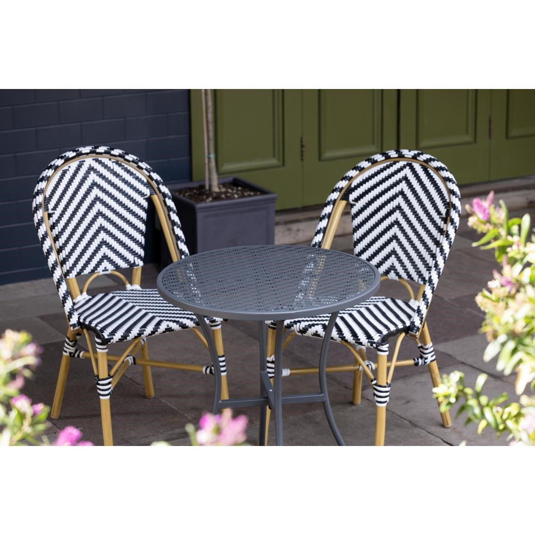 Bolero Parisian Style Rattan Side Chair Black (2 Pack)