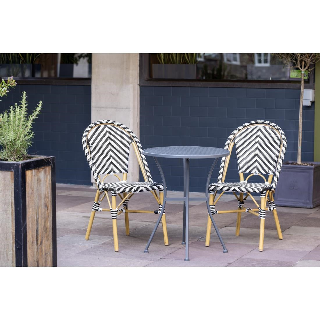 Bolero Parisian Style Rattan Side Chair Black (2 Pack)