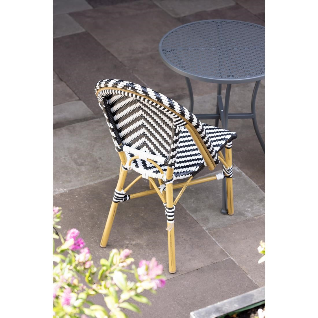 Bolero Parisian Style Rattan Side Chair Black (2 Pack)