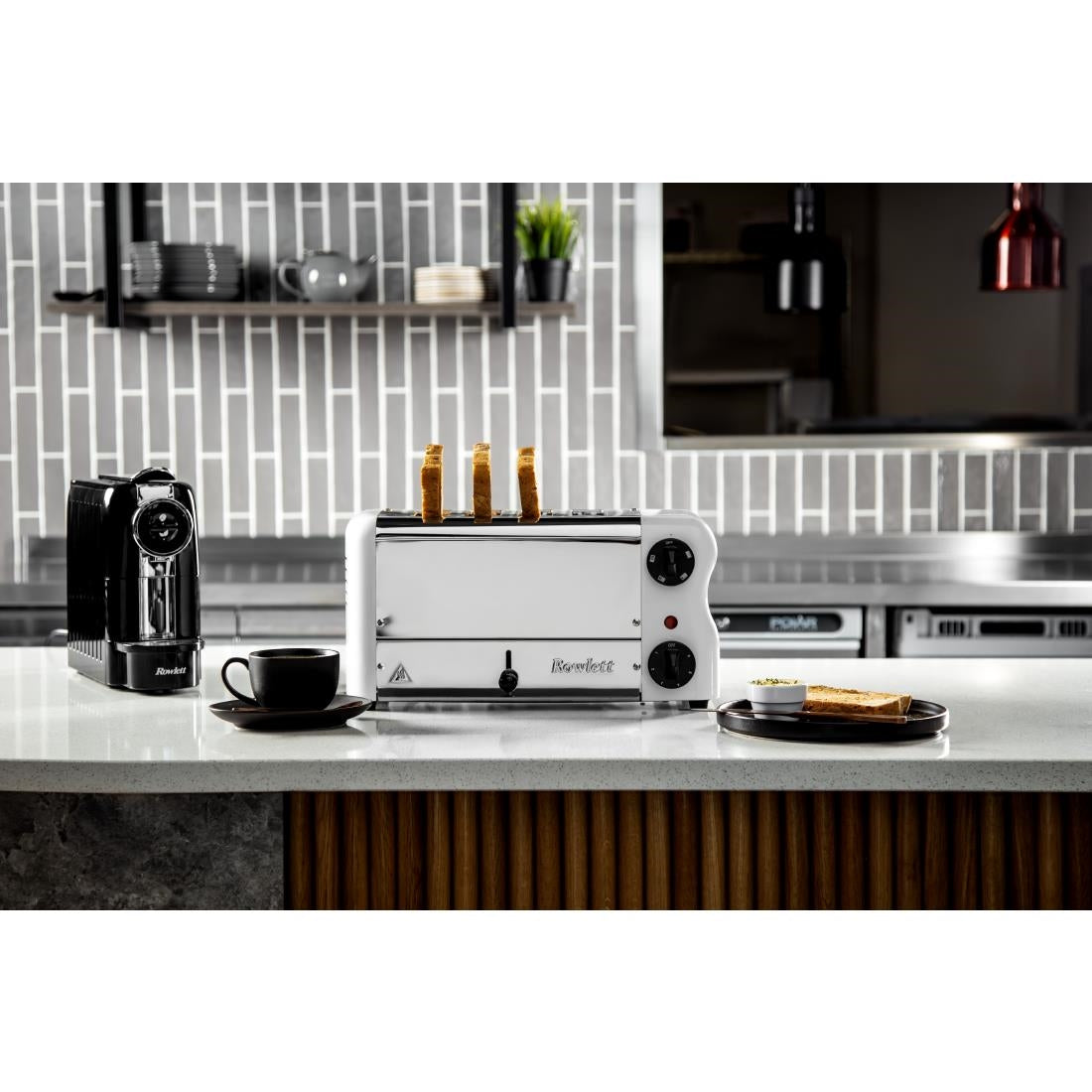 Rowlett Esprit 4 Slot Toaster White w/2x Additional Elements & Sandwich Cage