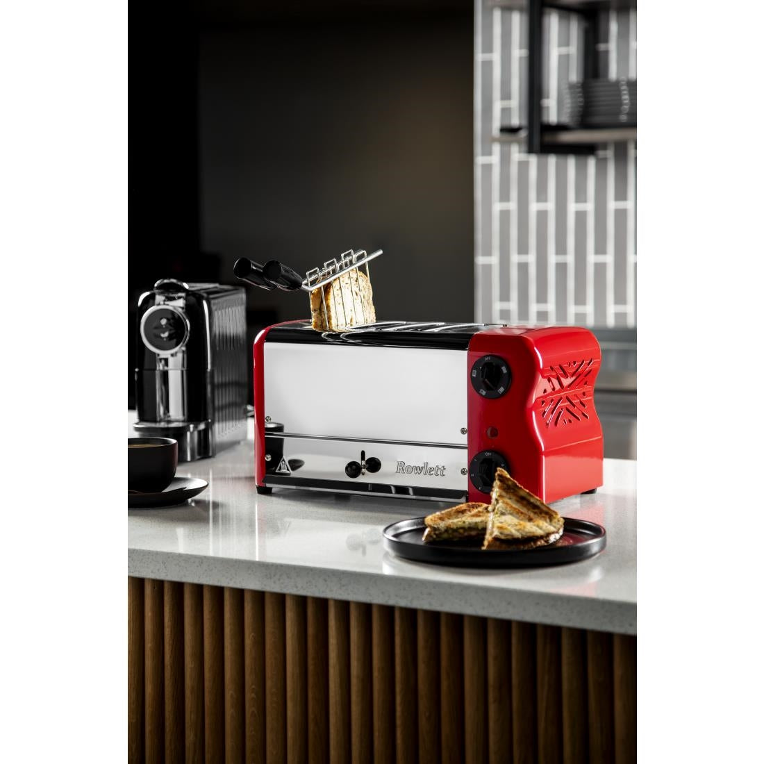 Rowlett Esprit 4 Slot Toaster Traffic Red w/2x Additional Elements & Sandwich Cage