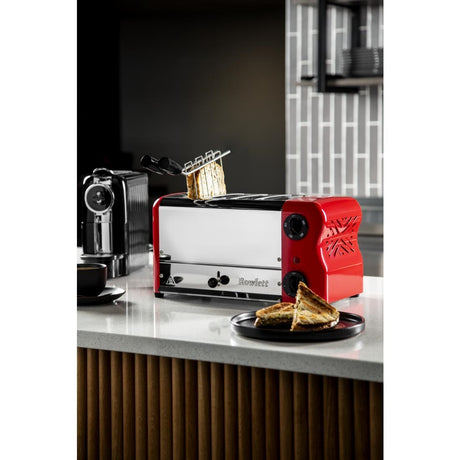 Rowlett Esprit 4 Slot Toaster Traffic Red w/2x Additional Elements & Sandwich Cage